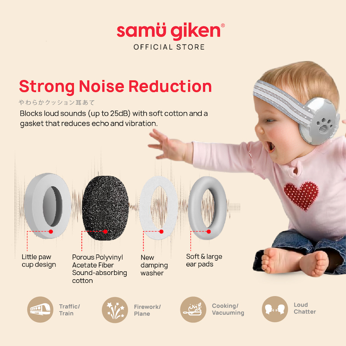 Samu Giken Baby Earmuffs 2in1宝宝隔杂音耳机耳朵保护罩